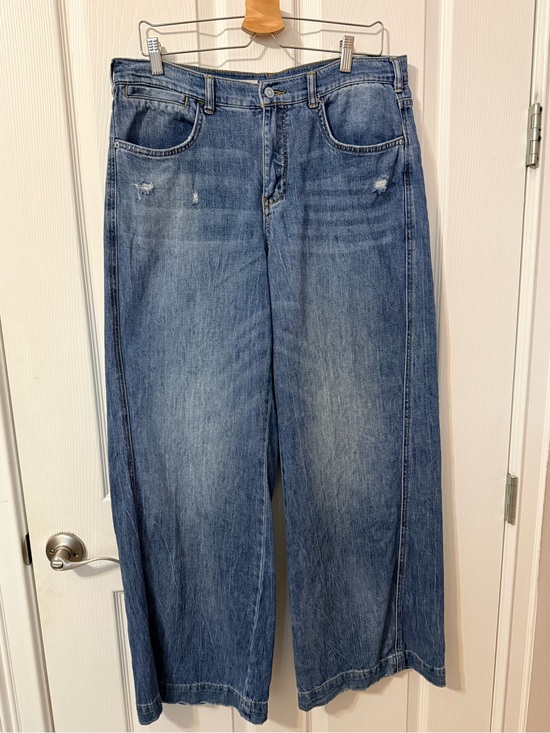 Pilcro Denim - Anthropologie Pilcro Planet Friendly Blue Wide-Leg Distressed Jeans